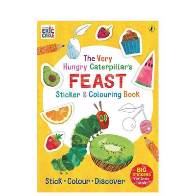 【现货】好饿好饿的毛毛虫 The Very Hungry Caterpillar's Feast Sticker and Colouring Book 原版英文儿童趣味