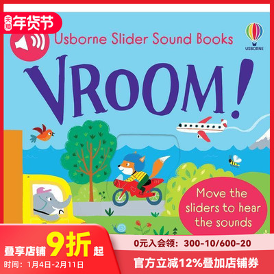 【预售】【滑条发声书】呜-呜-车辆发动 【Slider Sound Books】Vroom! 原版英文儿童趣味 善本图书