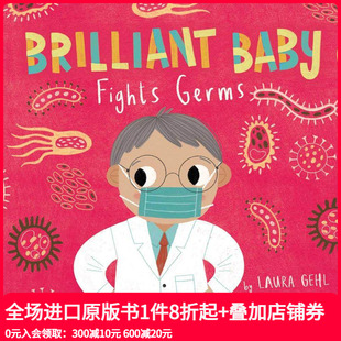 英文原版 善本图书 打败细菌Fights Baby Brilliant 预防生病 5岁宝宝病菌知识启蒙早教纸板绘本书 Germs 现货