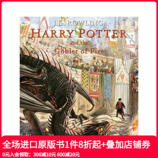 Harry the 现货 插图版 Edition 英文青少年读物 Illustrated Potter 哈利波特与火焰杯 Goblet and 原版 Fire