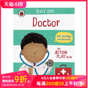 Doctor 老师 机械师 一天：医生 Busy 英文原版 Day 进口儿童趣味绘本 忙碌 小瓢虫职业机关书 警察 翻翻书 可单拍