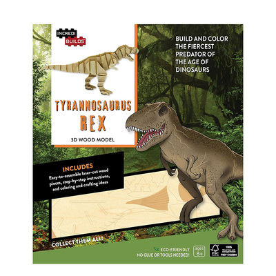 【现货】【神奇制作】霸王龙套装 【INCREDIBUILDS】TYRANNOSAURUS REX 3D WOOD MODEL 原版英文儿童趣味