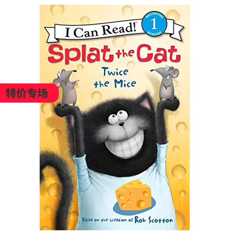 【特价】Splat the Cat: Twice the Mice，喵星人:比老鼠多一倍 英文原版图书籍进口正版 Scotton 儿童分阶（绝版） 善本图书