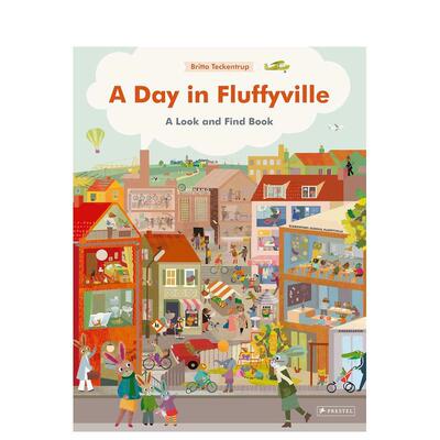 【现货】【博洛尼亚获奖插画师Britta Teckentrup】毛茸茸小镇的一天 找找乐A Day in Fluffyville 英文绘本大开本纸板书