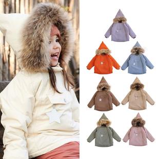 24冬季 儿童mat棉衣女童棉服男童宝宝可爱精灵帽大毛领加厚外套 款