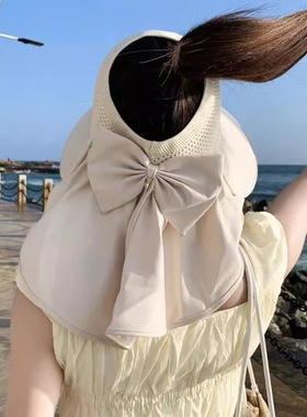 2025夏季新款披肩防晒帽自女士遮阳防紫外线空顶透气大帽檐遮阳帽