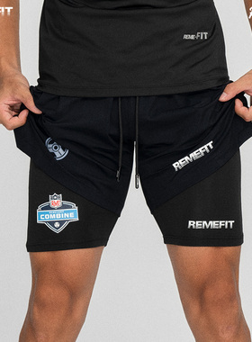 REMEFIT 体测日 美式拼接紧身篮球运动速干透气打底高弹压缩裤