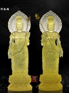 思行琉璃 31厘米背光日光菩萨 月光菩萨琉璃东方三圣 药师佛 包邮