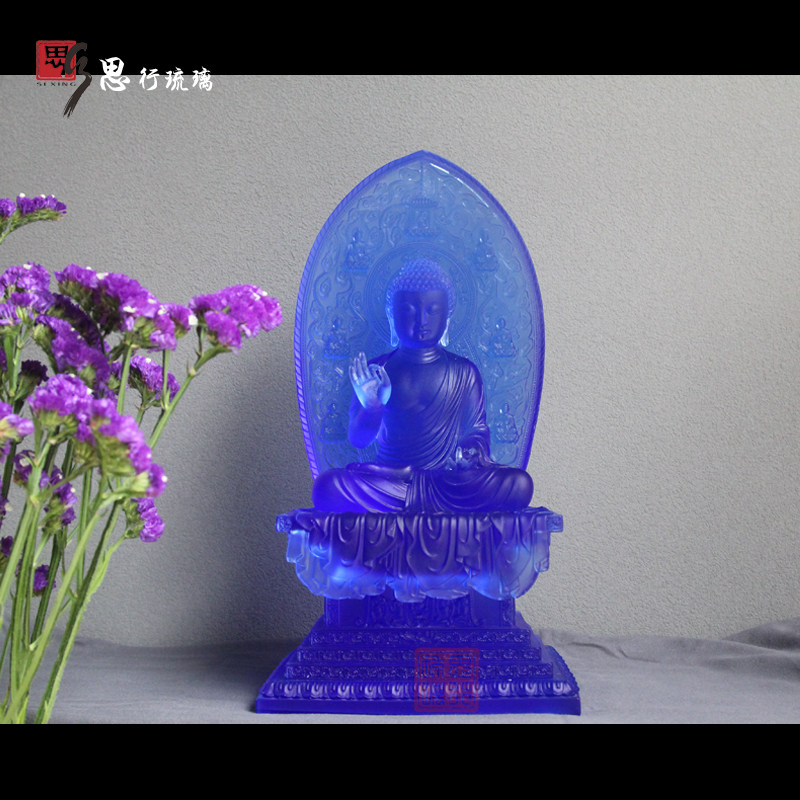 思行琉璃 39厘米药师三尊 药师光如来佛 东方三圣 日光月光菩萨