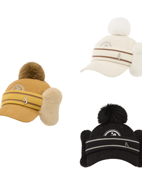 TASHI GOLF冬季女高尔夫毛绒帽护耳绒球ig保暖帽子户外运动棒球帽