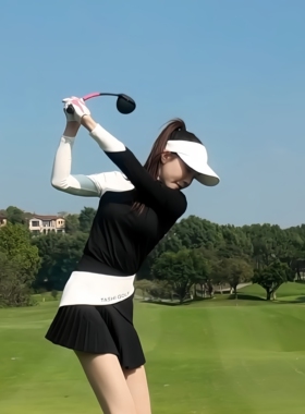 TASHI GOLF 修身女士polo衫2026春季高尔夫服装女弹力百褶短裙裤