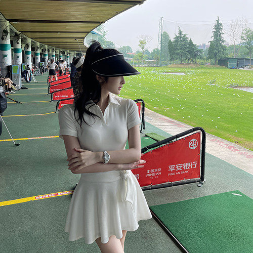 高尔夫连衣裙女士时尚修身短裙夏季polo领网球羽毛球运动休闲女装