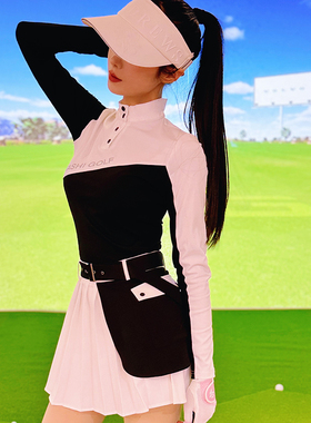 TASHI GOLF 春季新款防晒高尔夫女装修身弹力长袖上衣速干短裙裤