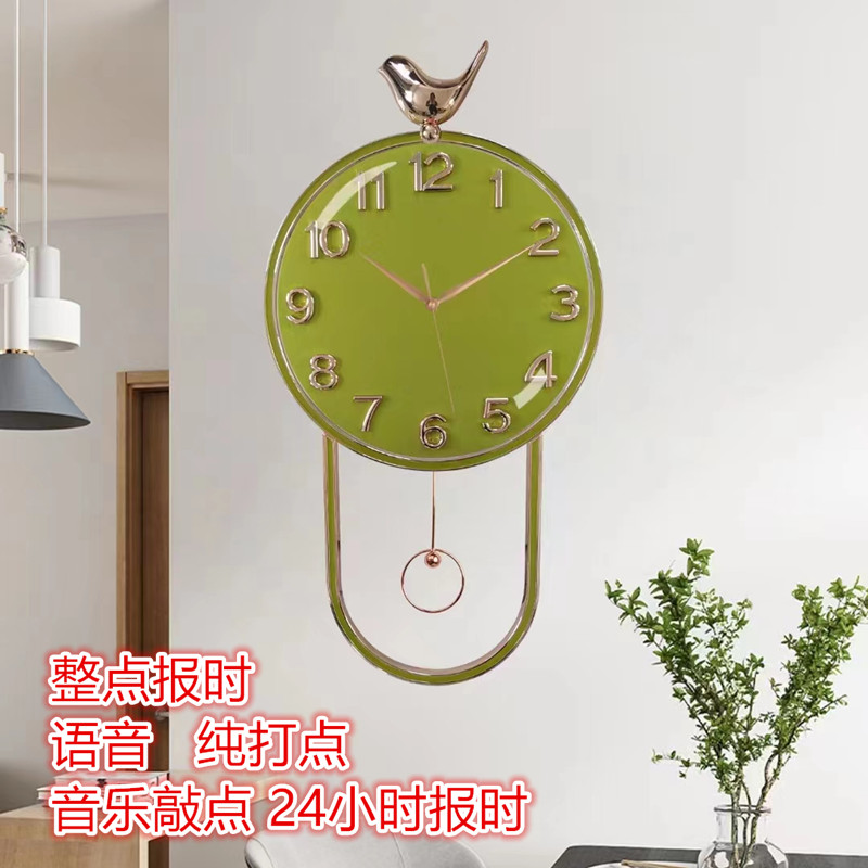 康巴丝古钟古典仿木挂钟客厅墙钟音乐整点报时装饰家用电子语音钟