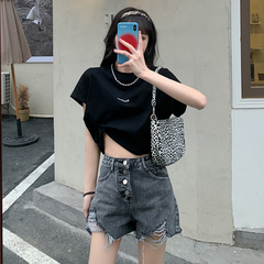 實拍  珍珠項鍊設計長短款T恤