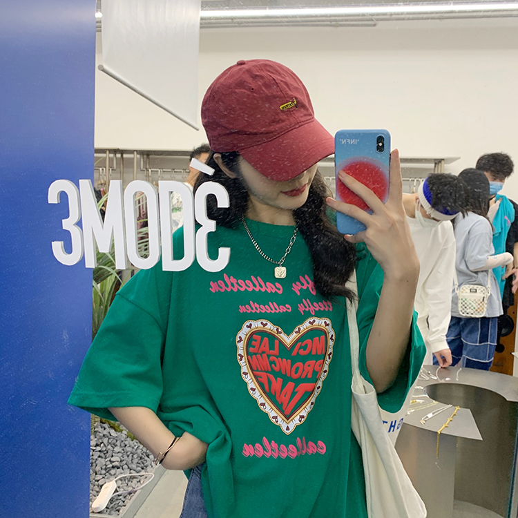 Real love foam printed short sleeve T-shirt