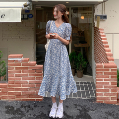 Real V-neck short sleeve Floral Dress