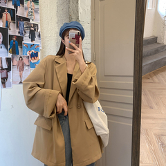 Real shot quality control 4-color Blazer women's double breasted medium length Chiffon suit