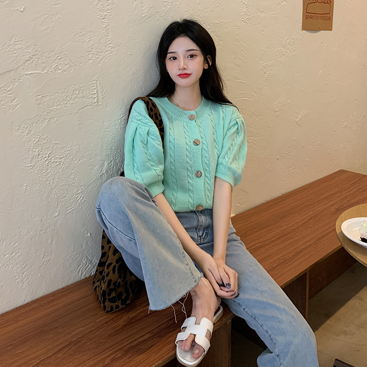 Real shot xiaoxiangfeng short sleeve sweater