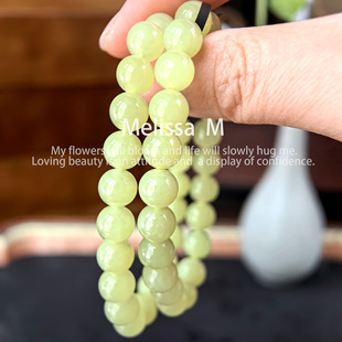 保真！一物一拍黄口项链新疆若羌料黄玉圆珠鸡油黄色玉石珠串手串