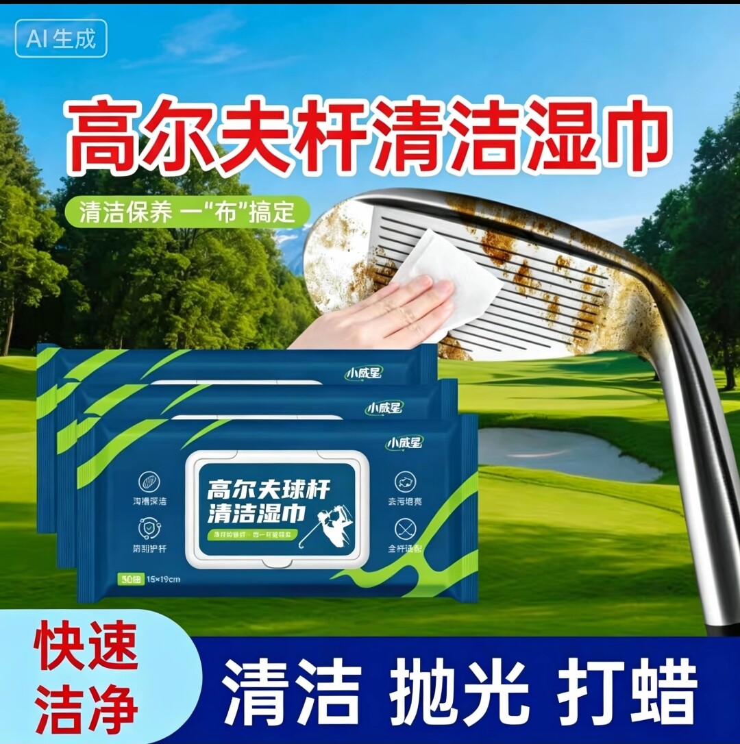 高尔夫湿巾球杆套装保养湿巾纸保龄球户外运动用品清洁湿纸巾