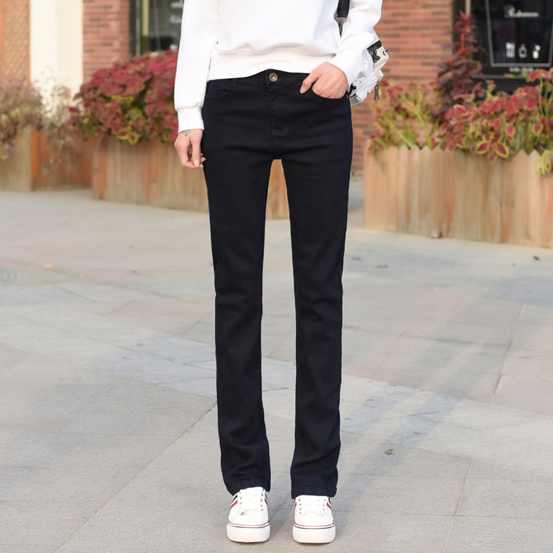 高腰窄版直筒牛仔裤女2025百搭显瘦修身弹力烟管女生基础款牛仔裤