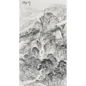 1.8米竖幅国画水墨山水画 秋林别韵 别墅挂画酒店餐厅大堂装饰画