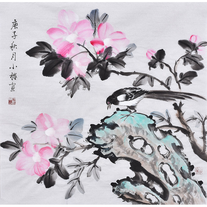 纯手绘国画花鸟画喜鹊餐厅装饰画现代简约饭厅挂画客厅壁画原创画