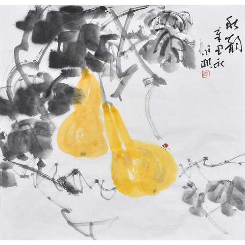 福禄葫芦画五福临门新中式玄关装饰画入户走廊挂画壁画餐厅画国画