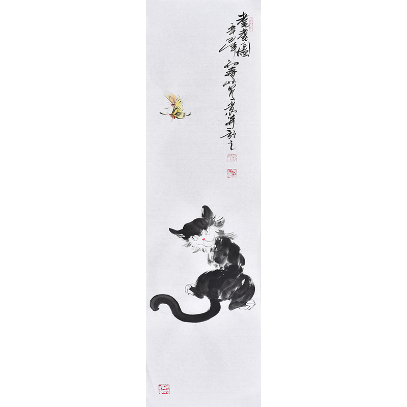 纯手工国画动物画小猫猫趣图 玄关客厅卧室招财猫挂画家居装饰画