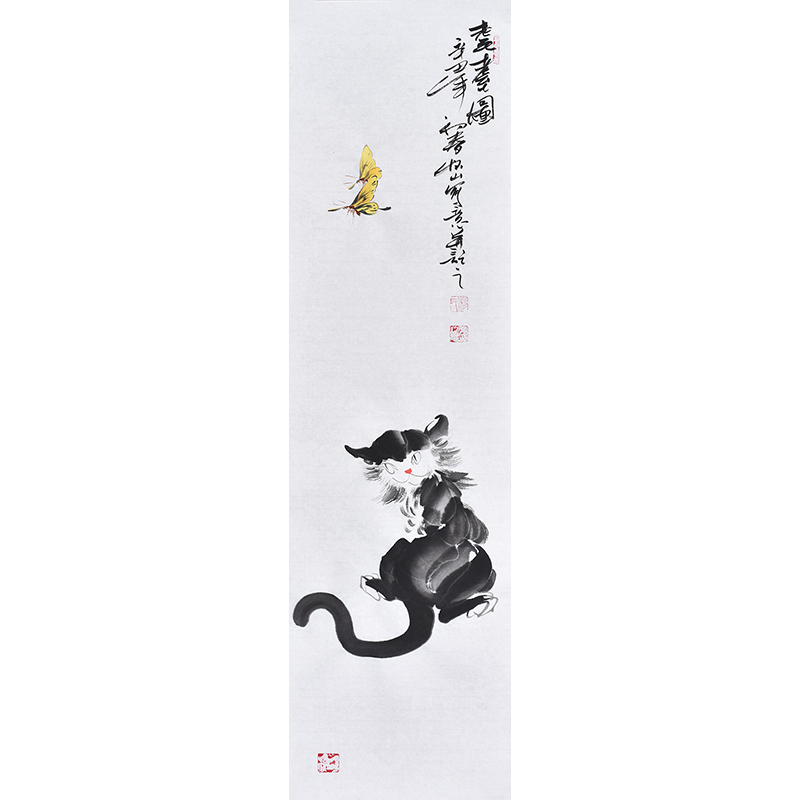 纯手工国画动物画小猫猫趣图 玄关客厅卧室招财猫挂画家居装饰画