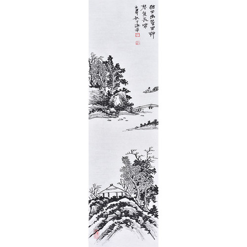 名家真迹手绘山水画竖幅 中式轻奢水墨画客厅装饰画走廊玄关挂画