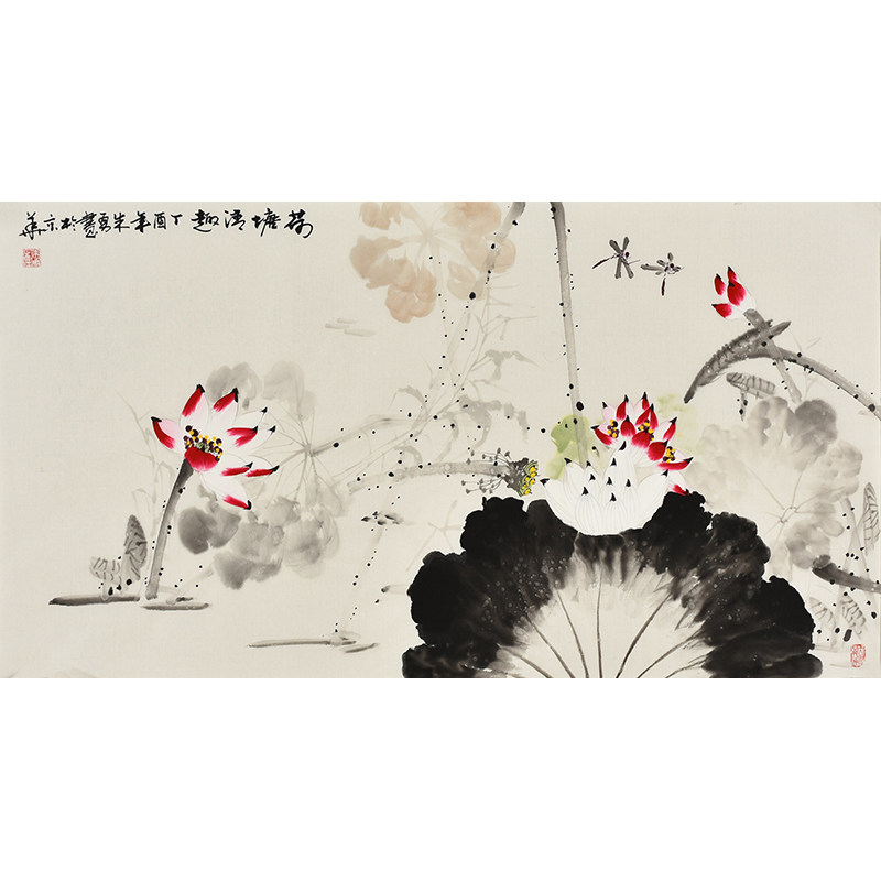 纯手绘原稿真迹花鸟画荷花水墨国画 荷塘清趣 客厅装饰画书房挂画