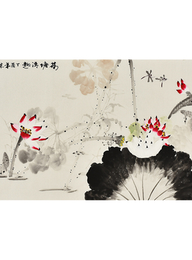 纯手绘原稿真迹花鸟画荷花水墨国画 荷塘清趣 客厅装饰画书房挂画