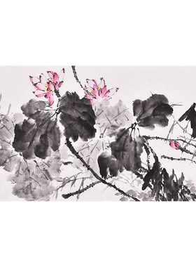 河北美协书画名家刘老师手绘写意花鸟画水墨荷花荷叶荷塘国画真迹