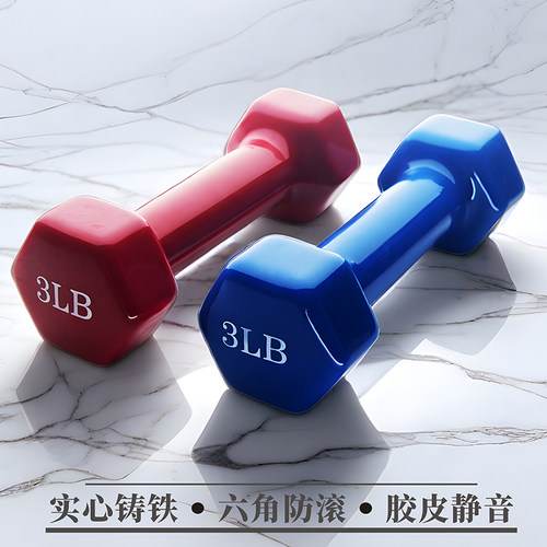 六角防滚动实心铸铁哑铃光面LB