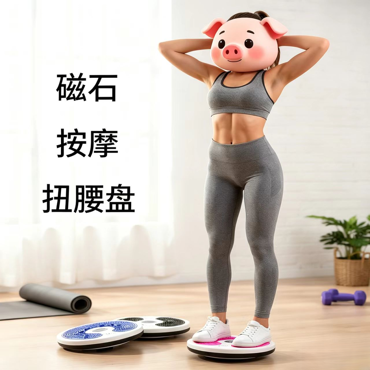 扭腰盘磁石按摩脚底运动扭扭健身器材旋转锻炼腰腹臀手臂家用转盘