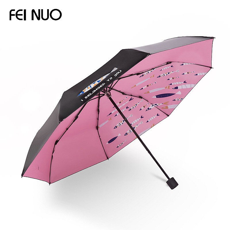 菲诺晴雨变色伞创意折叠伞黑胶伞超轻学生女伞防晒伞防紫外线伞