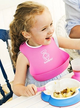 老款清仓 美国BabyBjorn宝宝围嘴 婴儿防水软胶围兜  儿童食饭兜