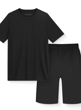黑色体能服短袖套装夏季速干体能训练服运动速干短袖短裤T恤衫