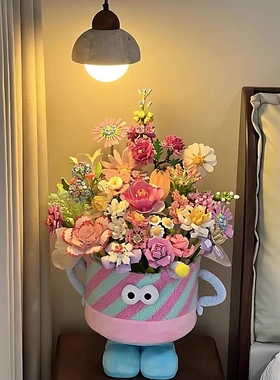 多巴胺DIY积木花束kt永生花抱抱桶拼装创意摆件女孩系列生日礼物