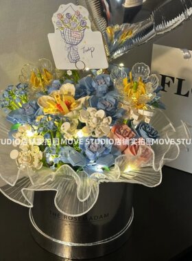 2026新款积木花束抱抱桶永生玫瑰花拼装摆件系列女孩  情人节礼物