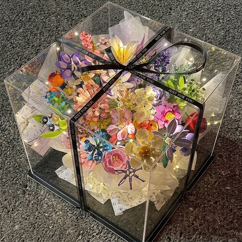 女生闺蜜礼物仿真花艺套餐积木花朵永生花束套装礼物生日手工拼装图片