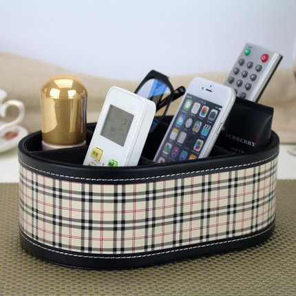 皮革茶几遥控器收纳盒 办公桌面文具化妆品盒 整理置物架韩国创意