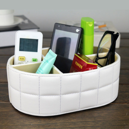 皮革茶几遥控器收纳盒 办公桌面文具化妆品盒 整理置物架韩国创意