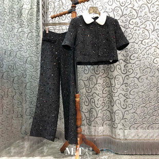 子两件套装 米兰小镇南油高版 裤 粗花呢闪亮丝短上衣 L20 本精致时尚