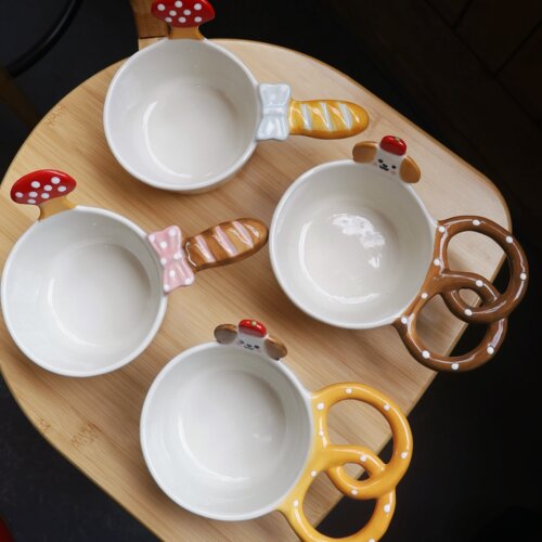 ZJHOME 创意甜品碗带手柄酸奶碗家用饭碗早餐燕麦碗冰淇淋水果碗