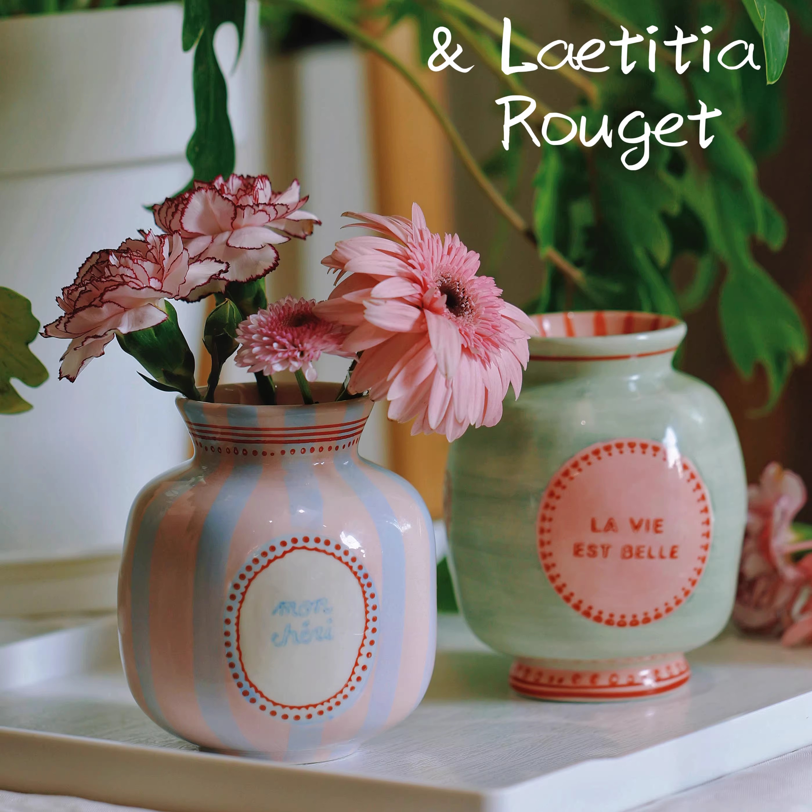 ZJHOME奶团子手绘复古花瓶陶瓷不规则小花瓶摆件陶瓷水培花器客厅