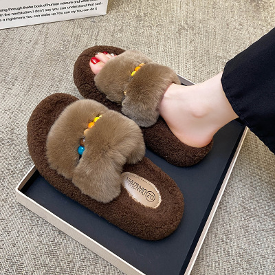 贵妇家居拖鞋高级感厚底毛毛拖鞋