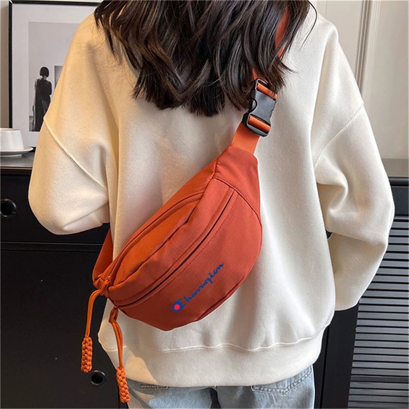 潮牌2025新款胸包女帆布小包斜挎包日系NY男生手机腰包单肩包NB